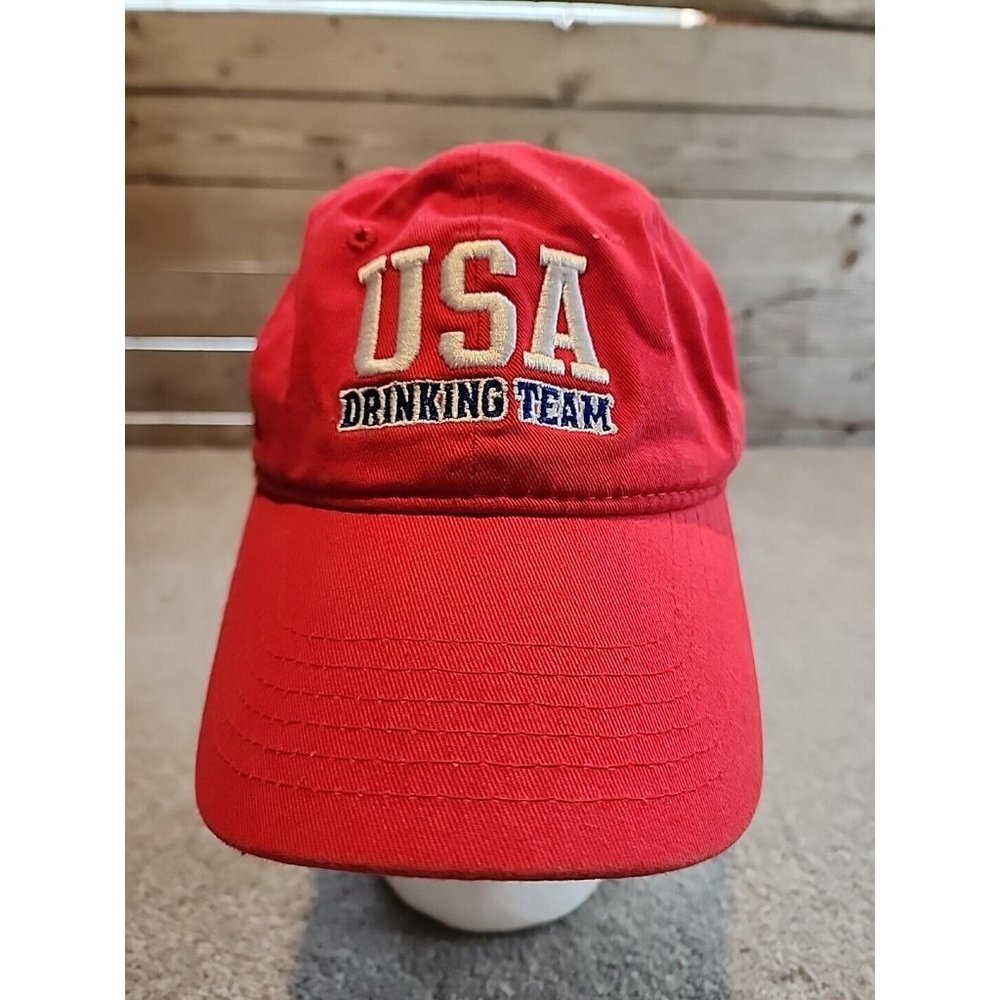Spencer Gifts USA Drinking Team  Adjustable Strap Hat Cap Men College Party Red